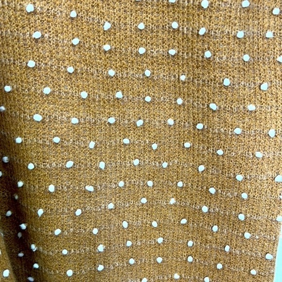 BCBGENERATION- Tan Flared Sleeves White Polka Dot Balls Short Sleeve Dress M - Picture 10 of 12